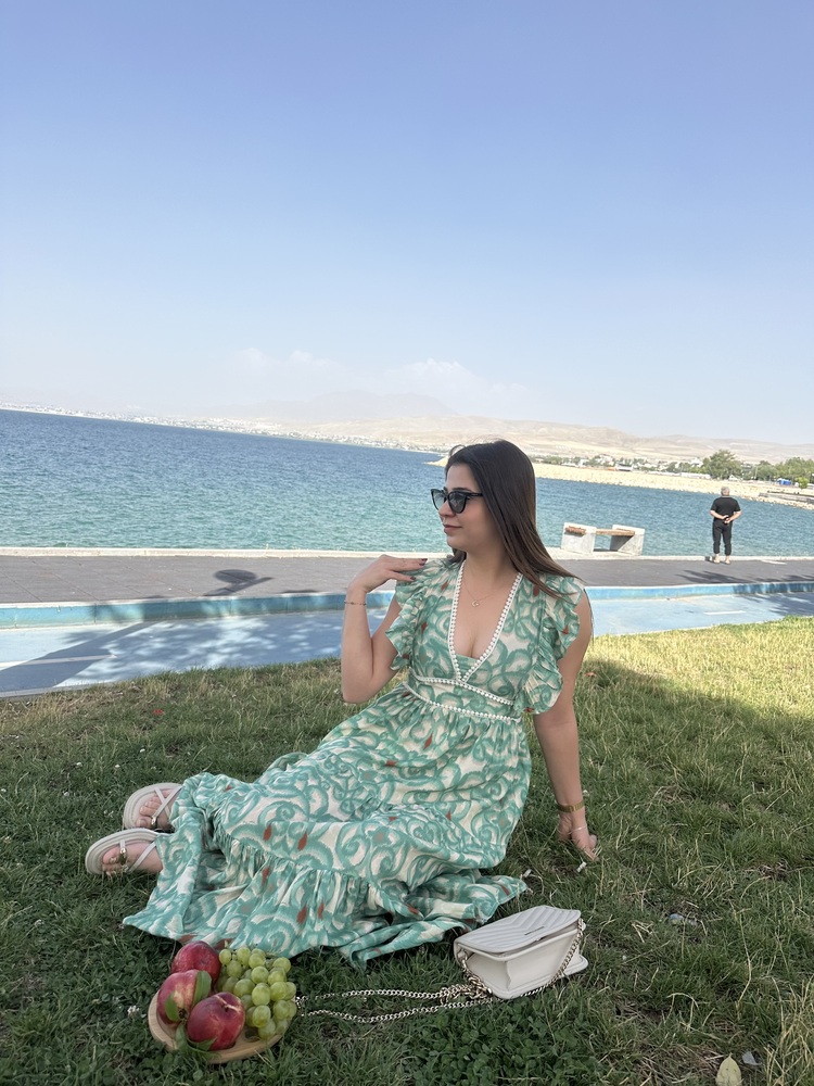 ORJ.MARKA ÇİÇEKLİ MİNT ELBİSE