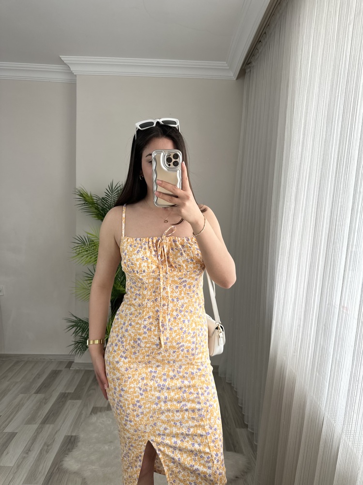 FULL LİKRALI ASKILI SUMMER ELBİSE