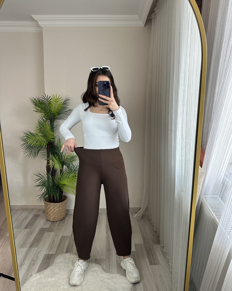 FUL LİKRALI BELİ LASTİKLİ BALON PANTOLON