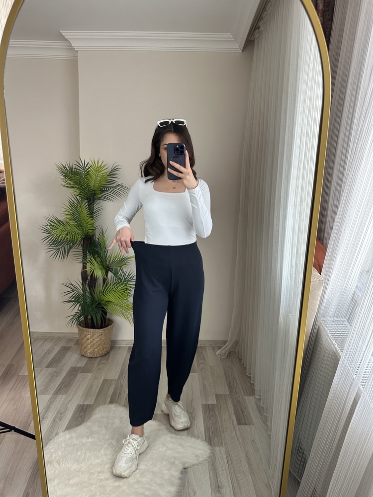 FUL LİKRALI BEL LASTİKLİ BALON PANTOLON