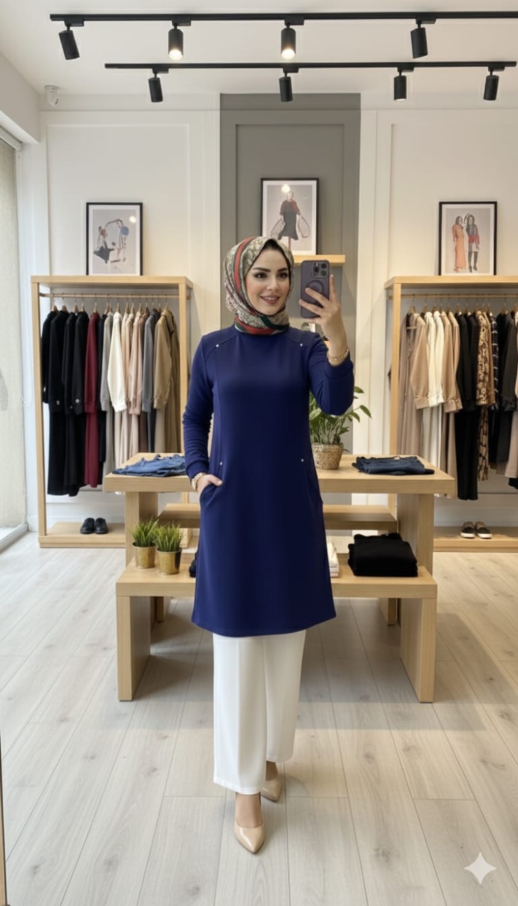 Cep Detay Tunik ( LACİVERT)