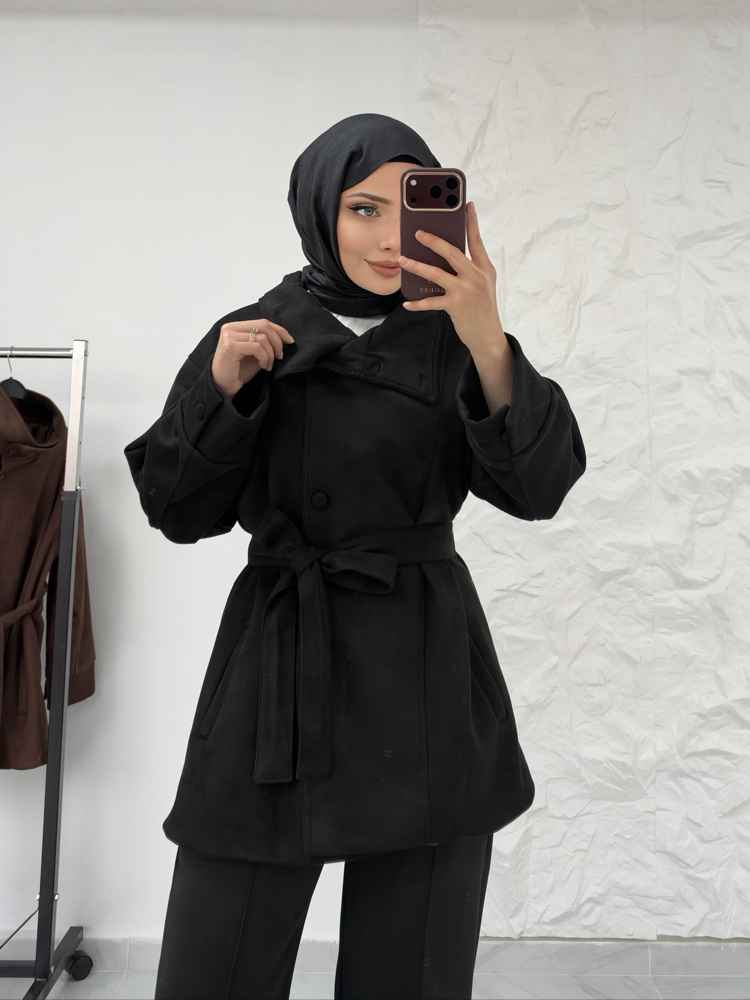 SİYAH/ SÜET TRENÇKOT
