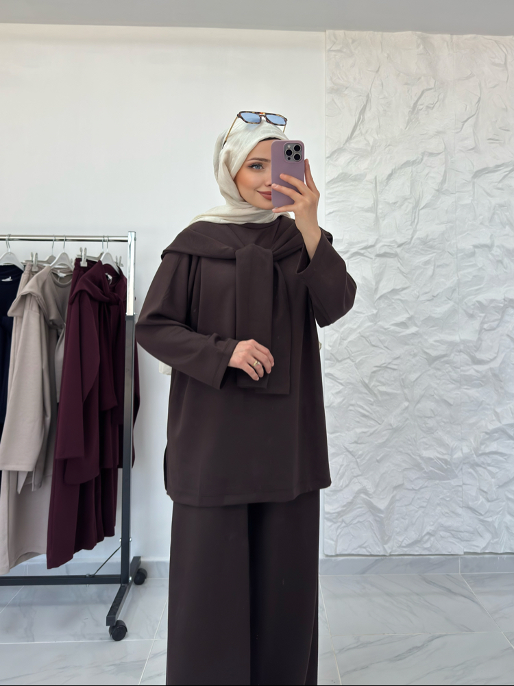 KAHVE / ÜÇLÜ ŞALLI TAKIM