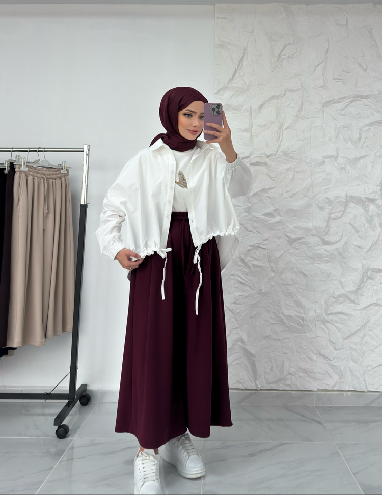 BORDO / BİLEK BOY ETEK PANTOLON