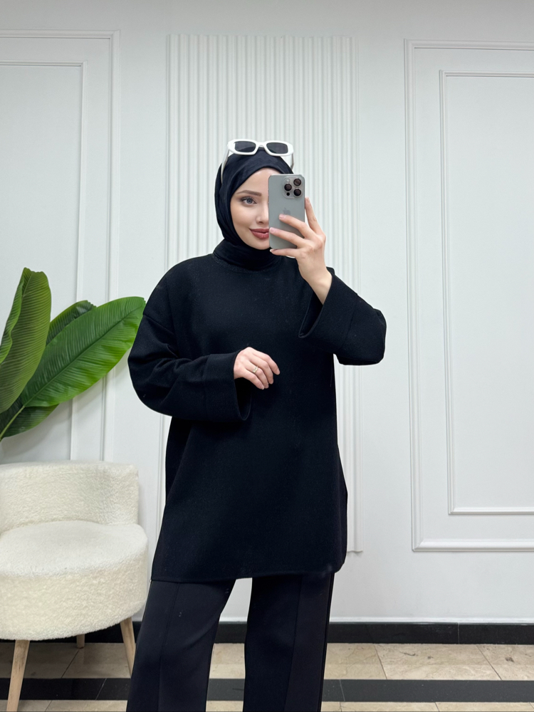SİYAH / SİMLİ TRİKO KAZAK