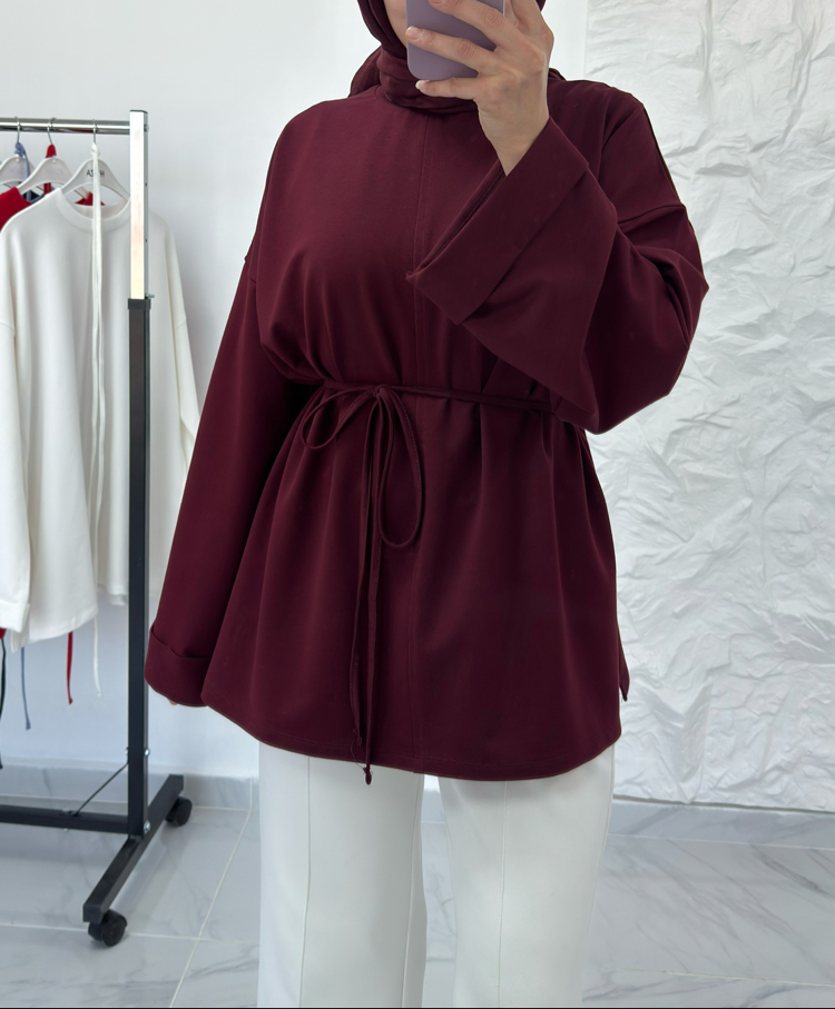BORDO / YIRTMAÇLI İKİ İPLİK SWEAT