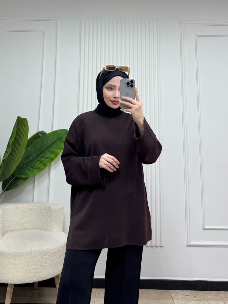 KAHVE/ SİMLİ TRİKO KAZAK