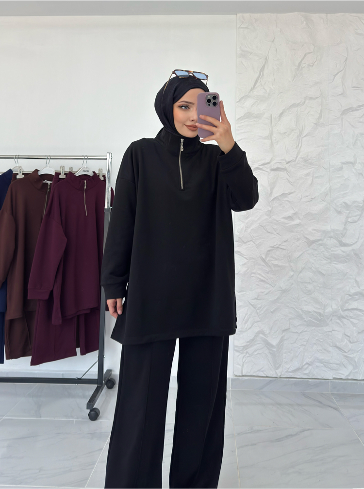 SİYAH/ YARIM FERMUARLI TAKIM