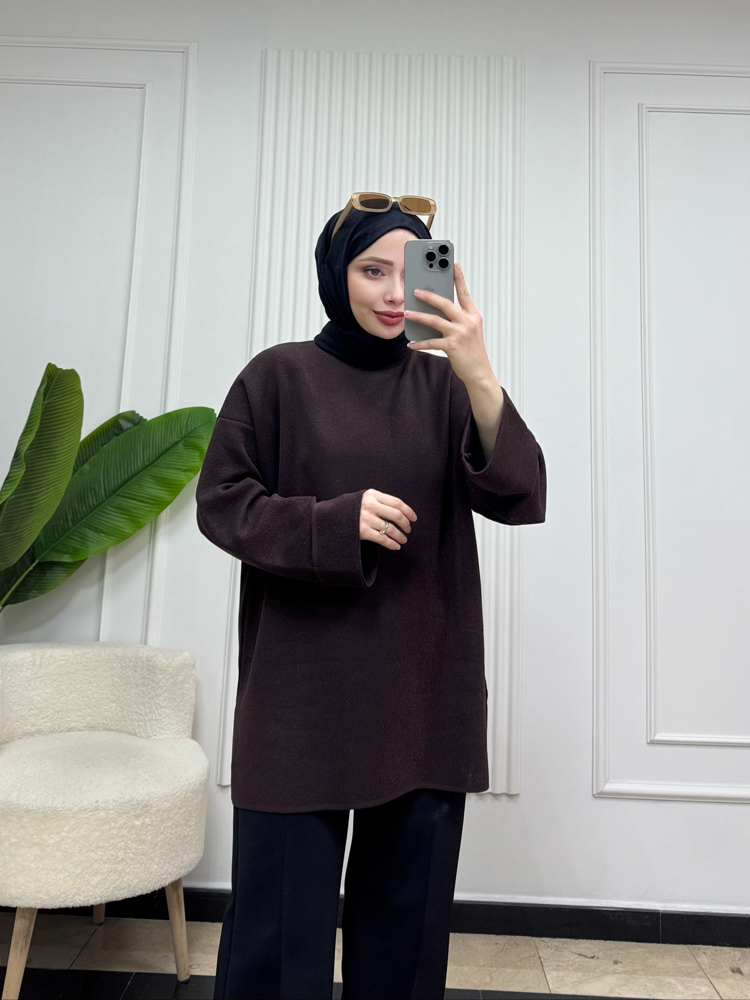 KAHVE/ SİMLİ TRİKO KAZAK