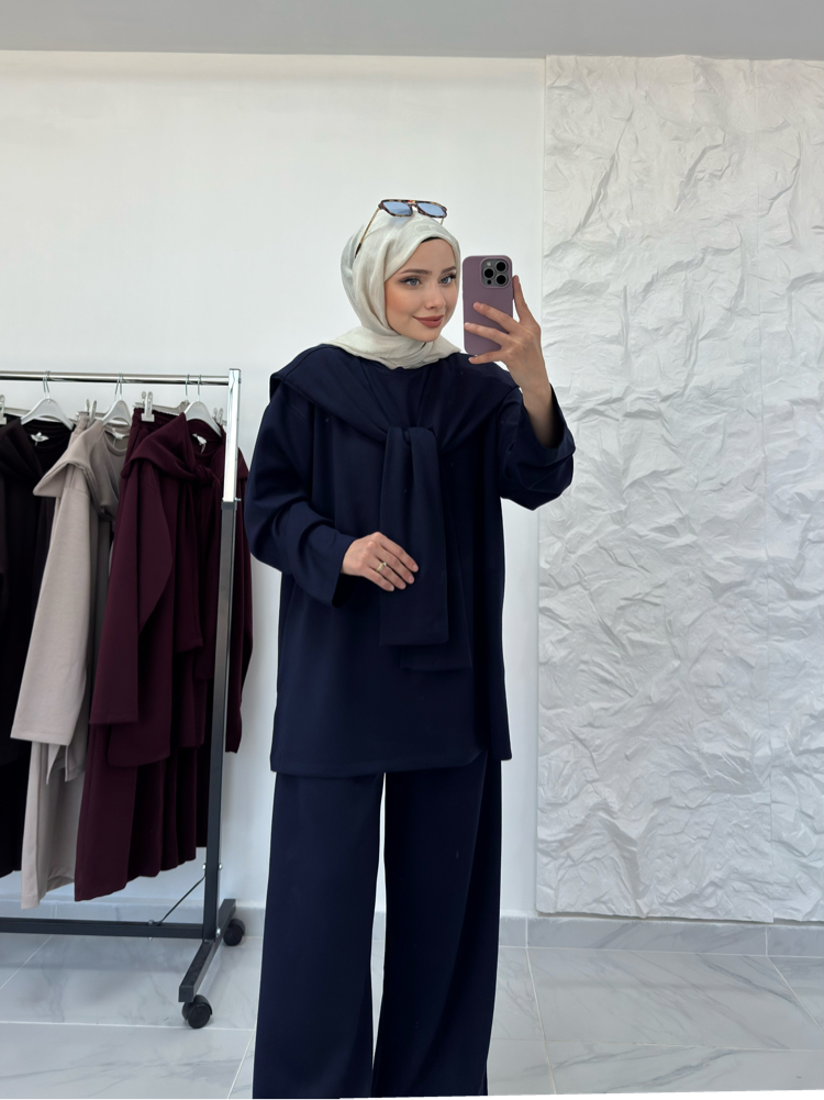 LACİVERT / ÜÇLÜ ŞALLI TAKIM