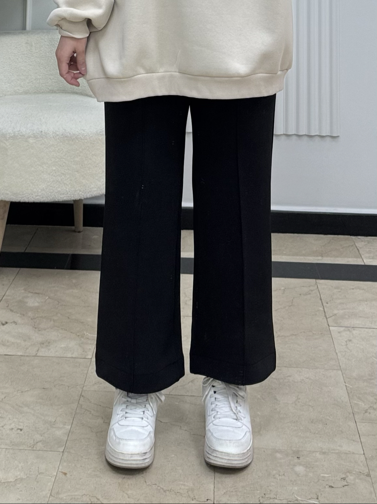 SİYAH / BİLEK BOY BOL PAÇA SCUBA PANTOLON