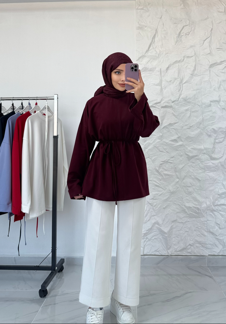 BORDO / YIRTMAÇLI İKİ İPLİK SWEAT