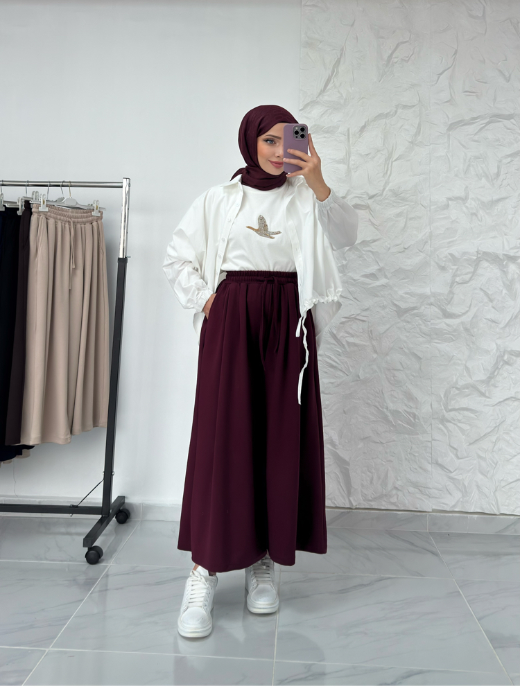BORDO / BİLEK BOY ETEK PANTOLON