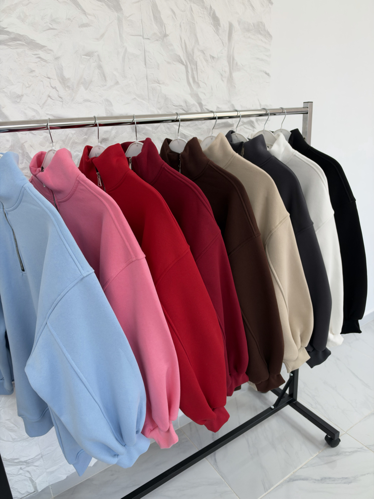 KIRMIZI/ FERMUARLI SWEAT