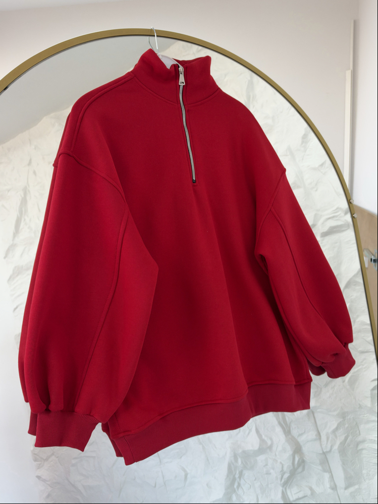 KIRMIZI/ FERMUARLI SWEAT
