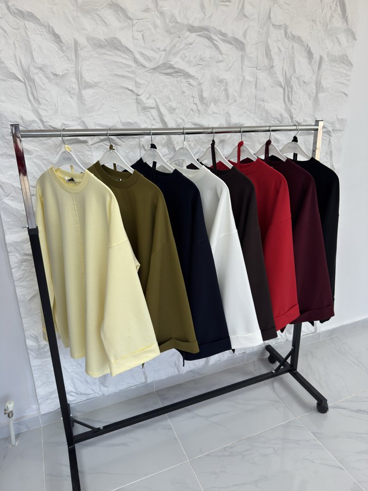 YAĞ YEŞİL / YIRTMAÇLI İKİ İPLİK SWEAT