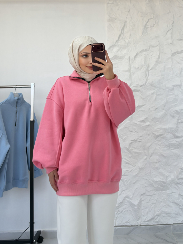 ŞEKER PEMBE/ FERMUARLI SWEAT
