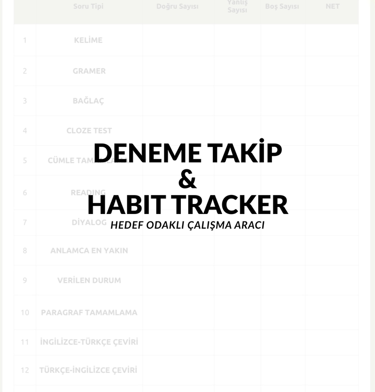 Deneme Takip Çizelgeleri