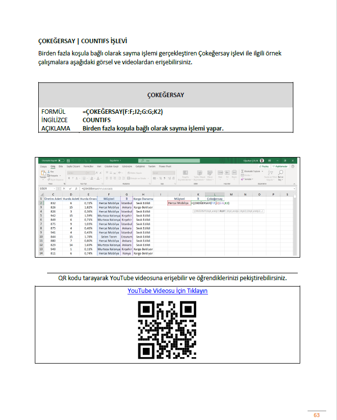 Excel İle Hızlı ve Verimli Çalışmak Kitabı | PDF Kitap
