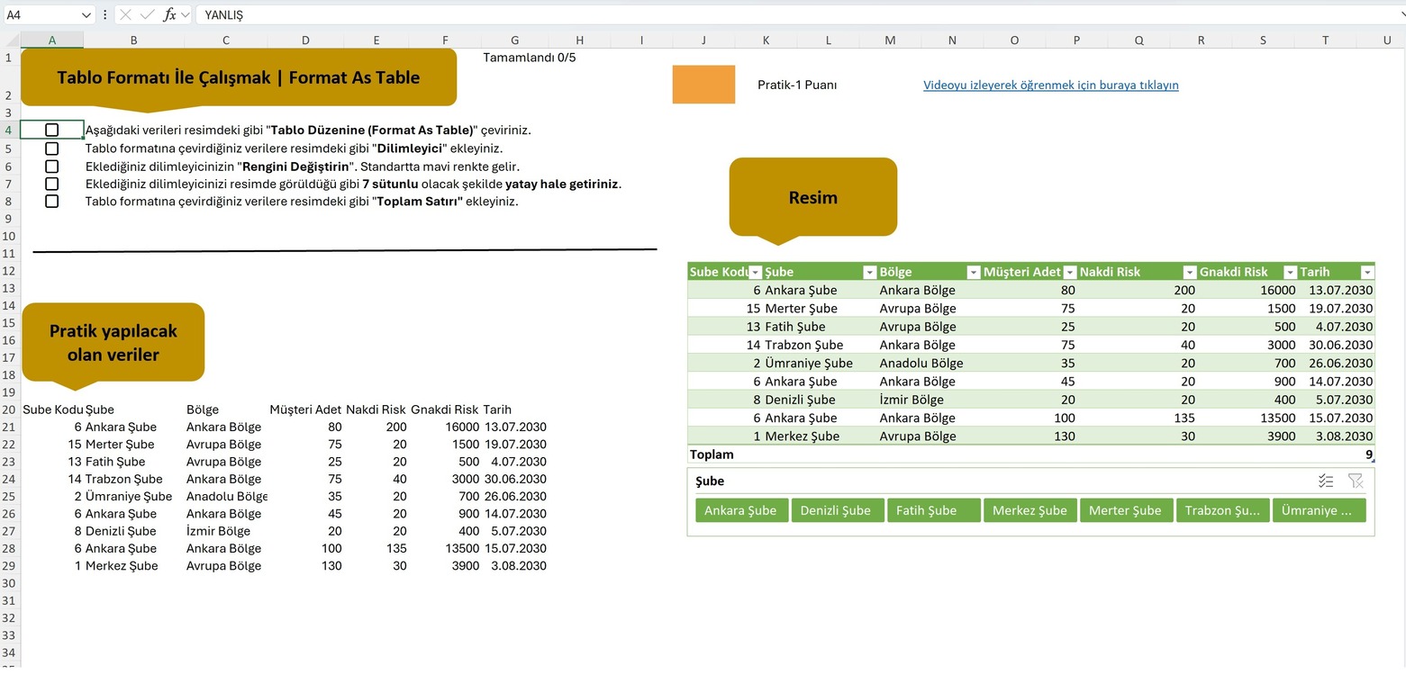 Excel Pratik Yapma Dokümanı