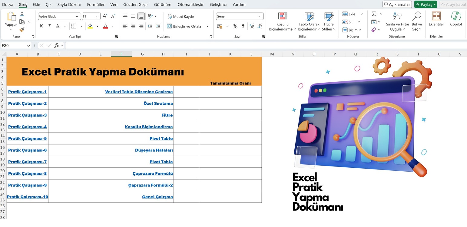 Excel Pratik Yapma Dokümanı