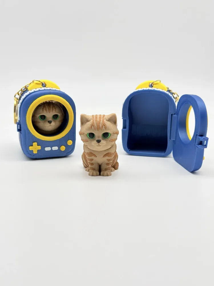 Tekir Kedi ve Oyuncu Çantalı Kedi Charm Anahtarlık ve Oyuncak Seti