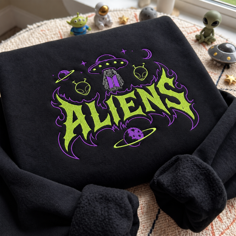 Aliens Nakışlı Sweatshirt