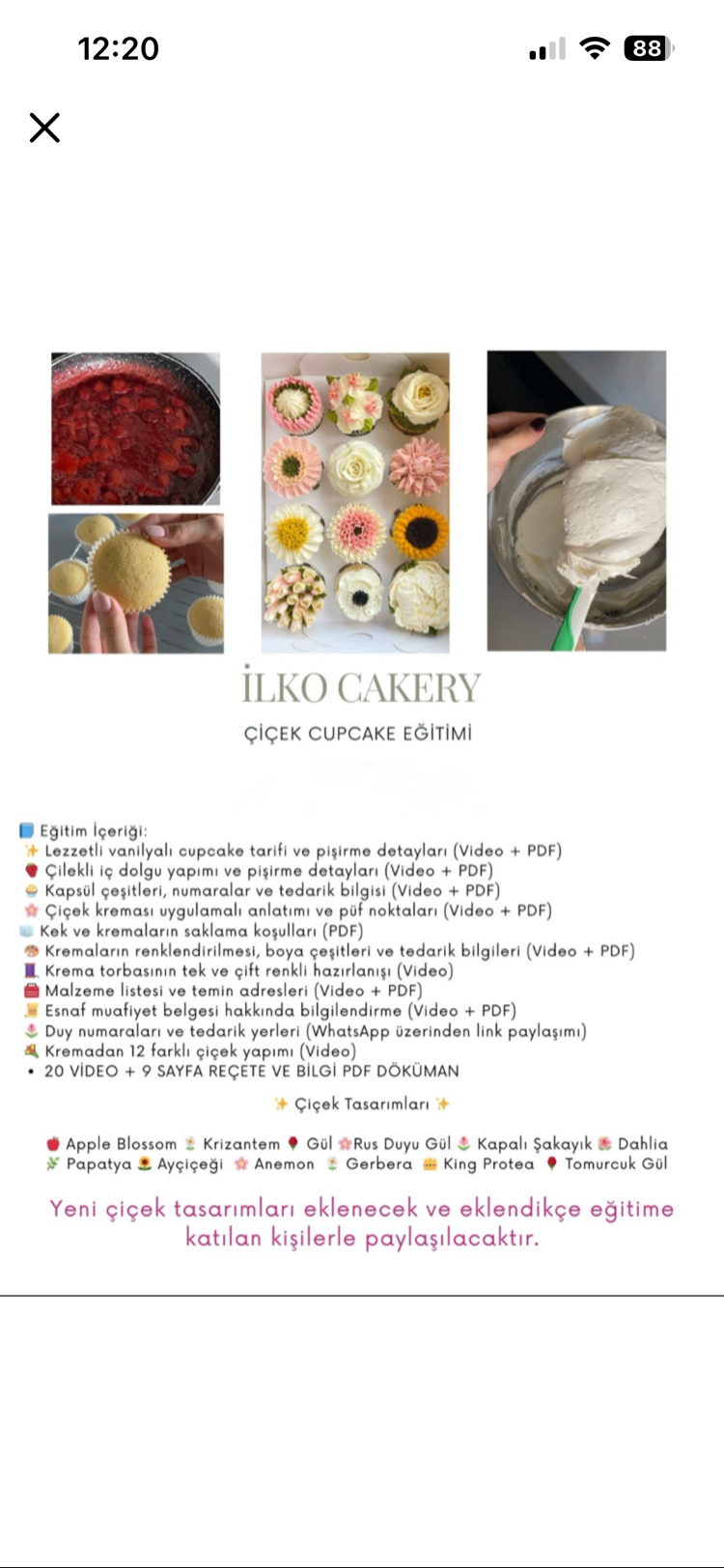 Çiçek Cupcake Eğitim Paketi – İlko Cakery 