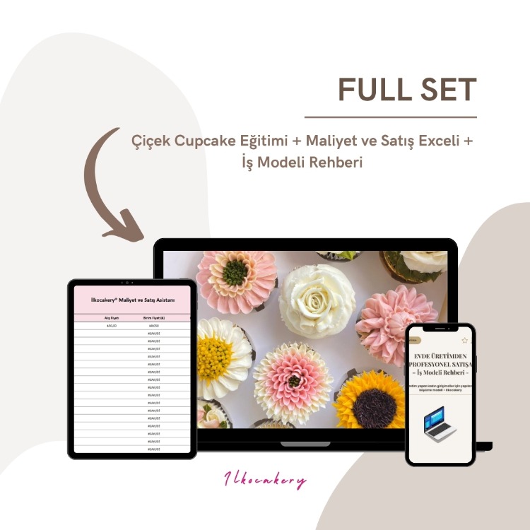 FULL SET — Cupcake Eğitimi + Maliyet Exceli + İş Modeli Rehberi (PDF)
