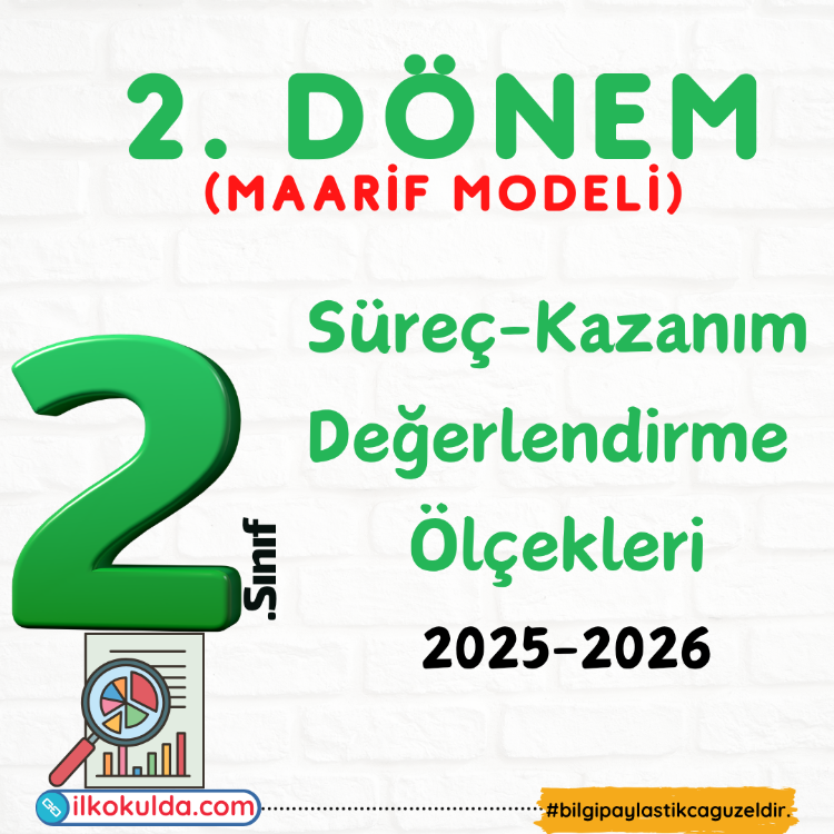 2. Sınıf 2. Dönem Karnesi Maarif Modeli Kazanım-Süreç Değerlendirme Ölçekleri 2025-2026