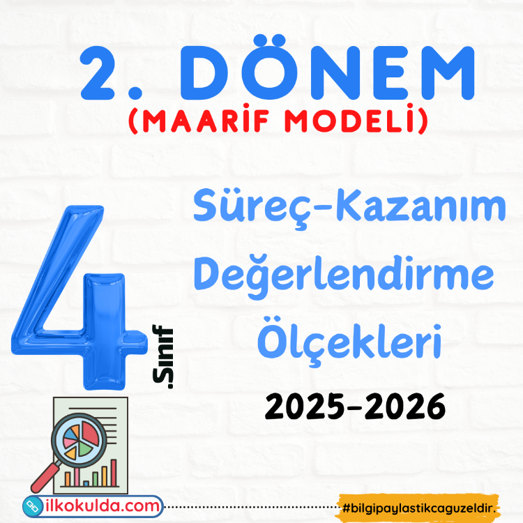4. Sınıf 2. Dönem Karnesi Maarif Modeli Kazanım-Süreç Değerlendirme Ölçekleri 2025-2026