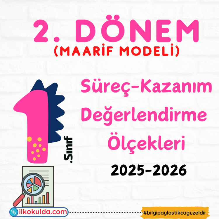 1. Sınıf 2. Dönem Karnesi Maarif Modeli Kazanım-Süreç Değerlendirme Ölçekleri 2025-2026