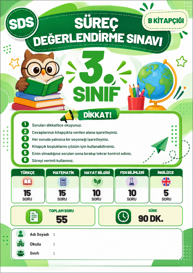 3. Sınıf PDF Eylül Ayı Türkiye Geneli Deneme Sınavı (TG-1) | 2026-2027