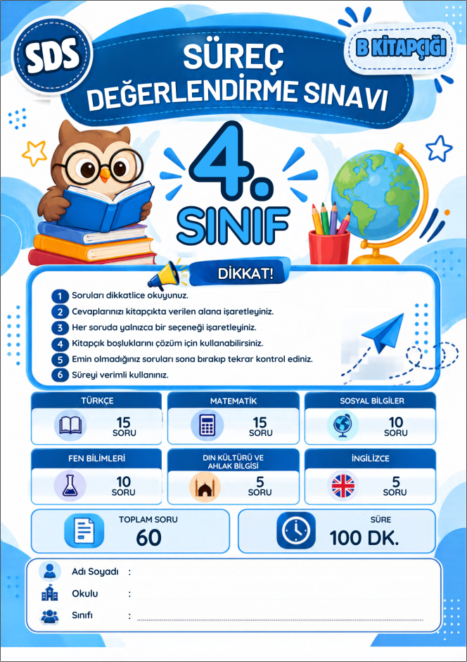 4. Sınıf PDF Eylül Ayı Türkiye Geneli Deneme Sınavı (TG-1) | 2026-2027