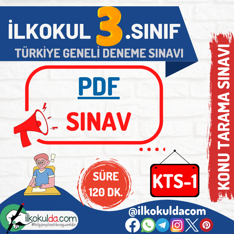 3. Sınıf Şubat Ayı PDF Türkiye Geneli Konu Tarama Deneme Sınavı (KTS-1)