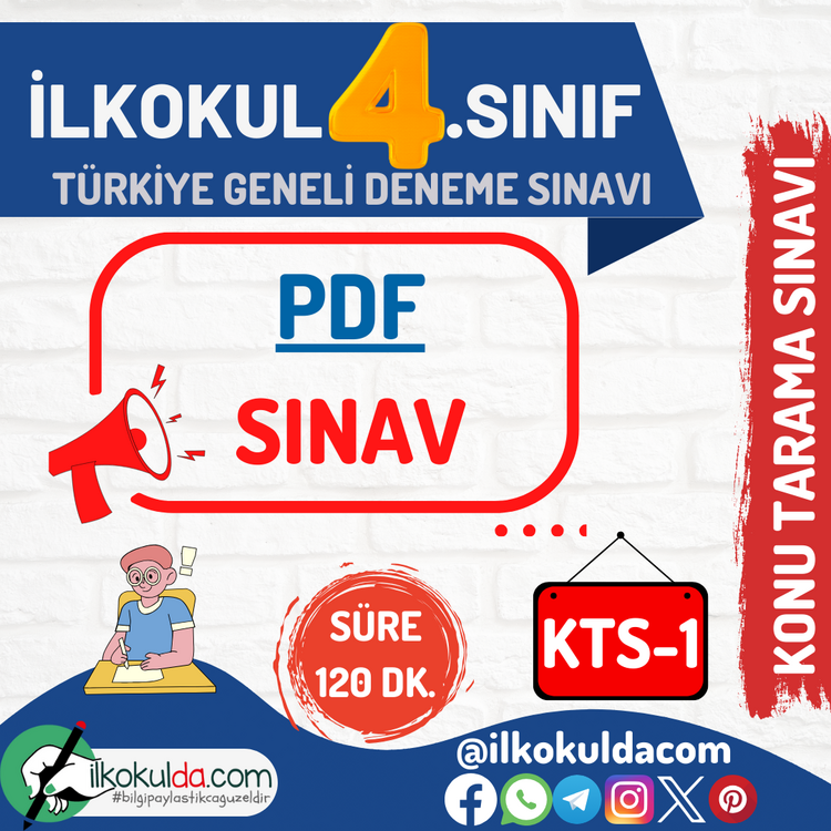 4. Sınıf Şubat Ayı PDF Türkiye Geneli Konu Tarama Deneme Sınavı (KTS-1)