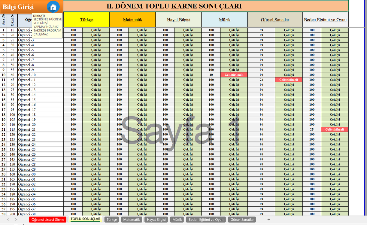 2. Sınıf 2. Dönem Karnesi Maarif Modeli Kazanım-Süreç Değerlendirme Ölçekleri 2024-2025