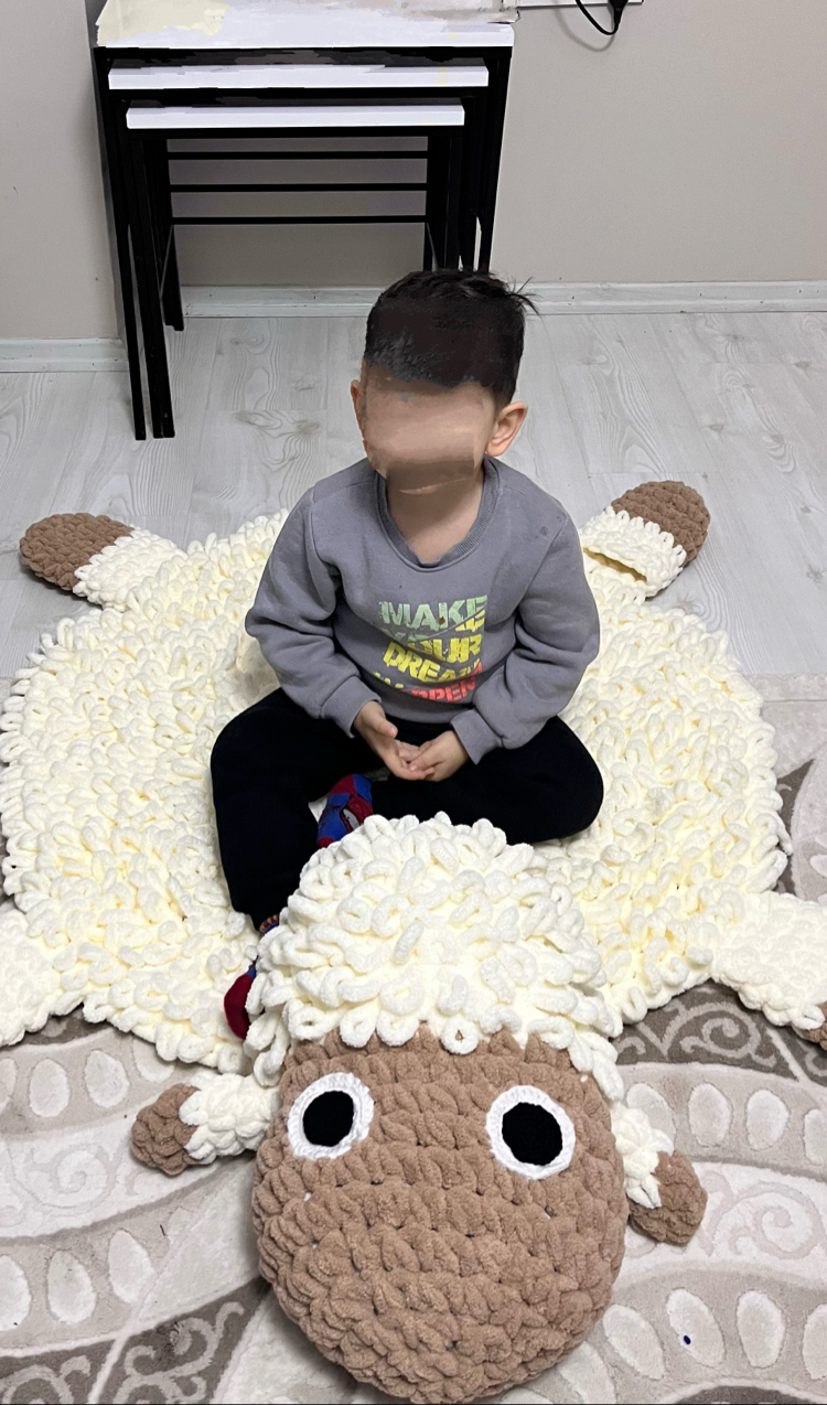  El Yapımı Kuzu Oyun Halısı | Puffy İp Bebek Oyun Matı | Çocuk Odası Dekoru