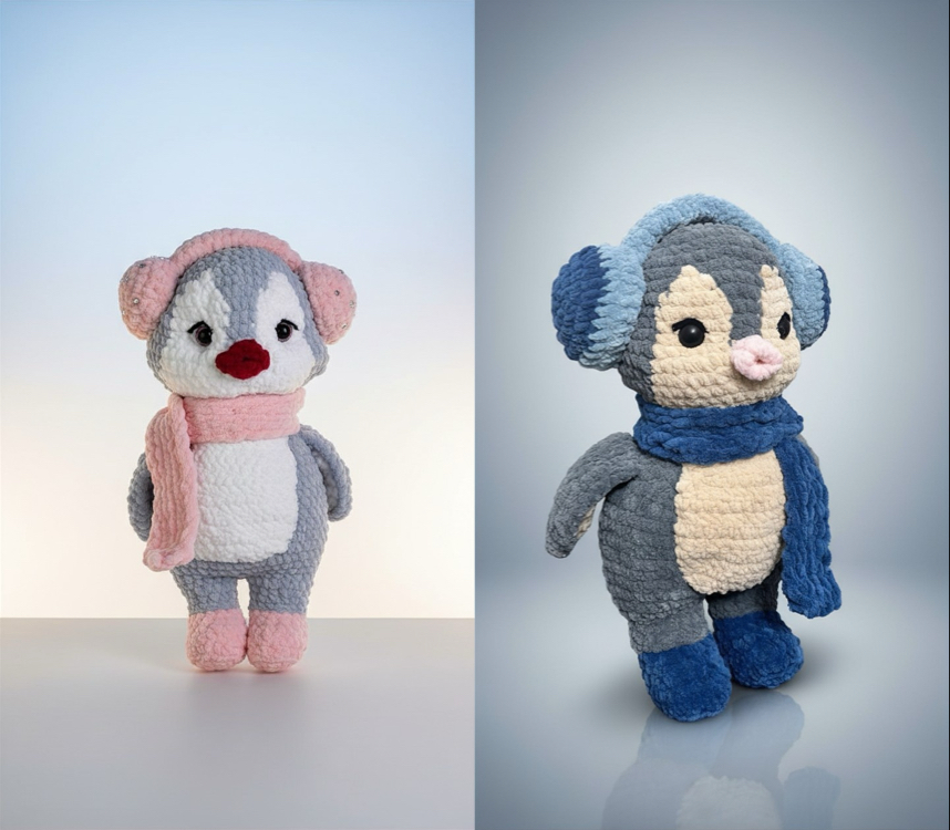 El Yapımı Atkılı Penguen Amigurumi | Sevimli Peluş Oyuncak