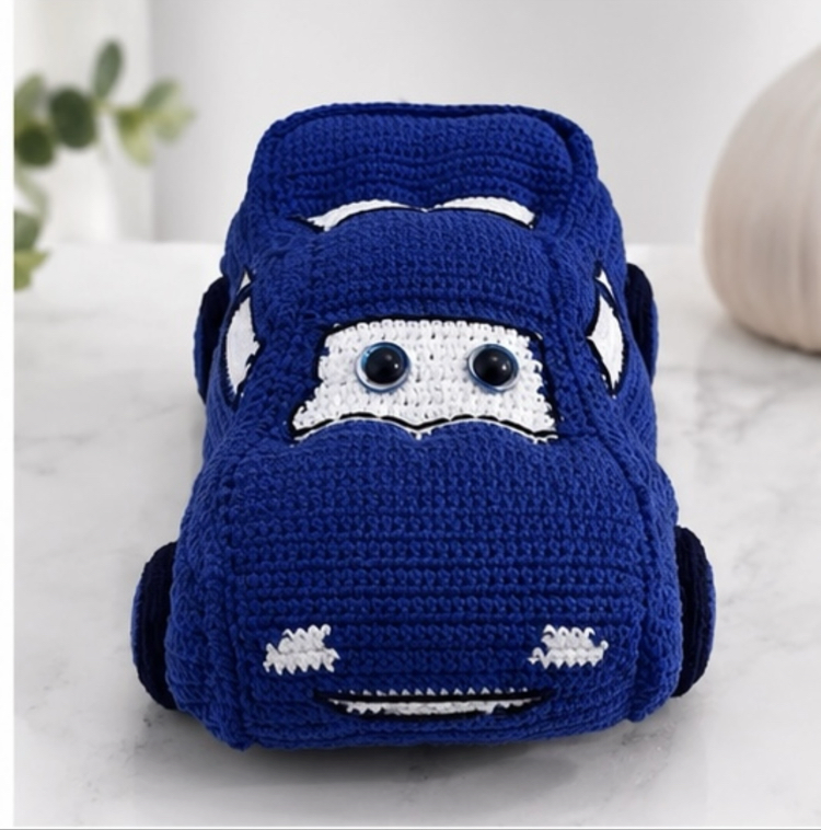 El Örgüsü Amigurumi Mavi Araba | Dekoratif & Oyun Arkadaşı