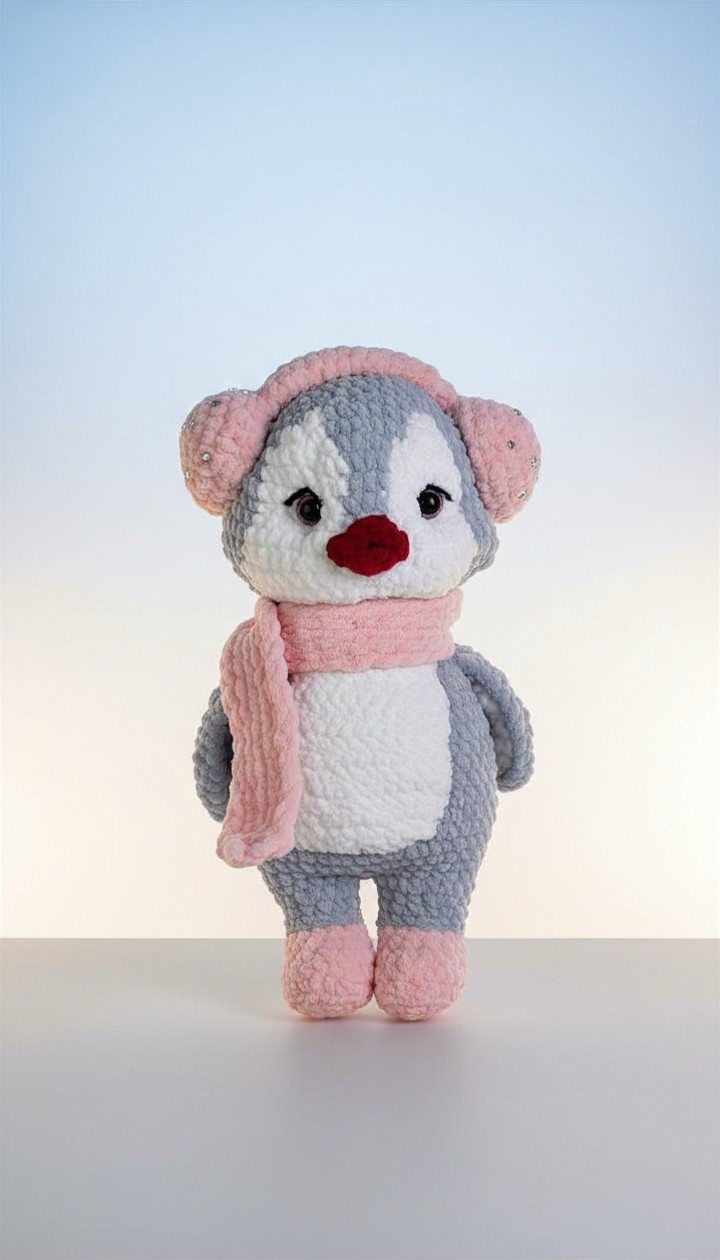 El Yapımı Atkılı Penguen Amigurumi | Sevimli Peluş Oyuncak