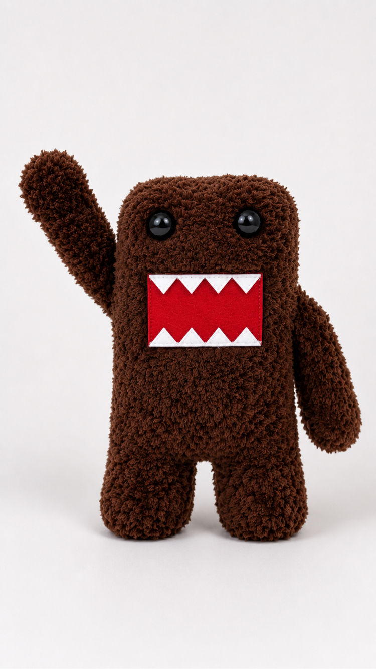 Domo Kun El Yapımı Amigurumi Oyuncak (30 cm) | Peluş İp | Koleksiyonluk