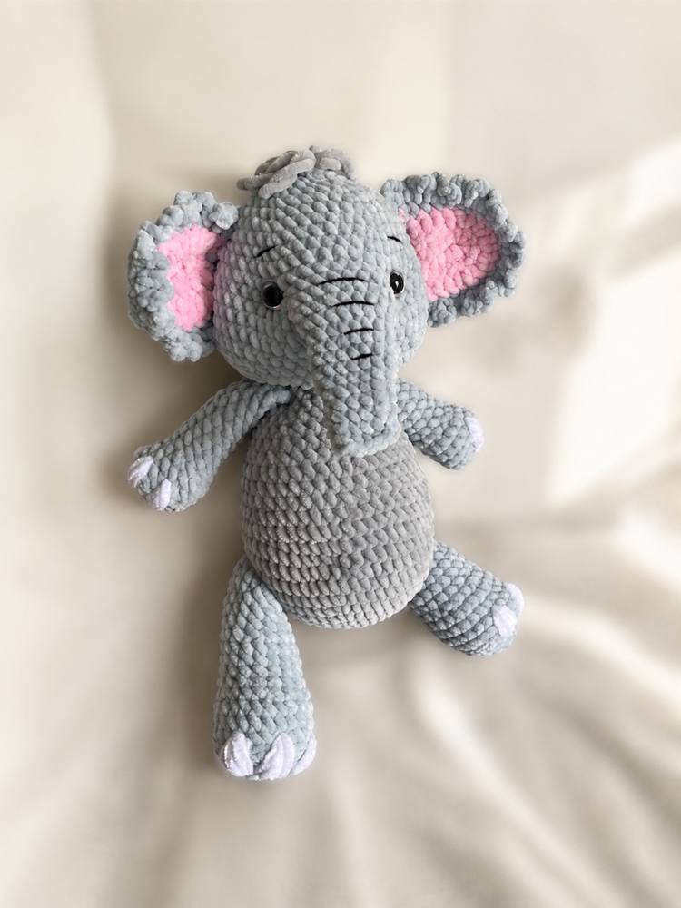 El Yapımı Peluş Fil Amigurumi | 35 cm | Yumuşak Uyku Arkadaşı & Hediyelik Oyuncak