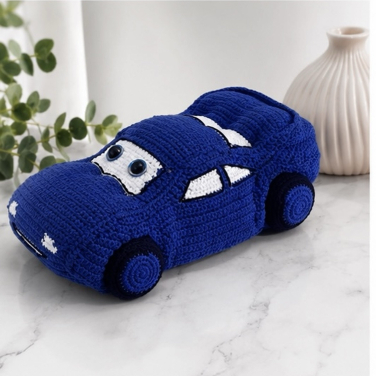 El Örgüsü Amigurumi Mavi Araba | Dekoratif & Oyun Arkadaşı