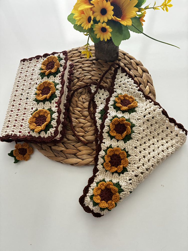 Ayçiçeği bandana ve kitap kılıfı 