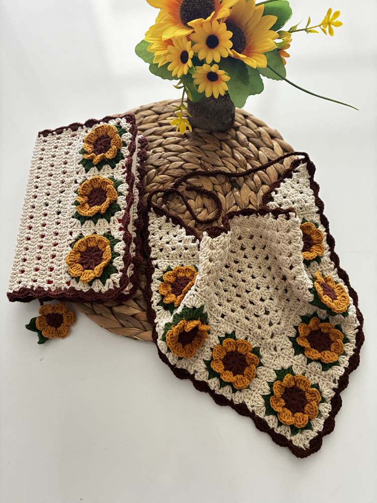 Ayçiçeği bandana ve kitap kılıfı 