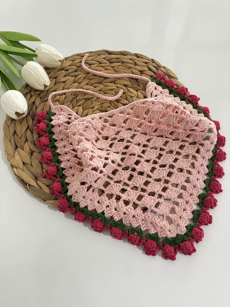Pembe çiçekli bandana 