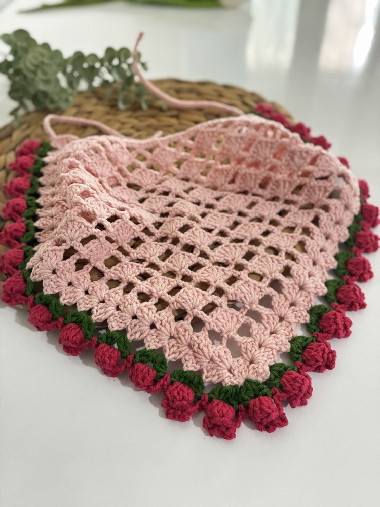 Pembe çiçekli bandana 