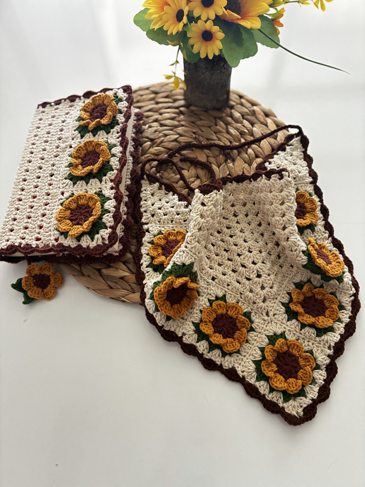 Ayçiçeği bandana ve kitap kılıfı 