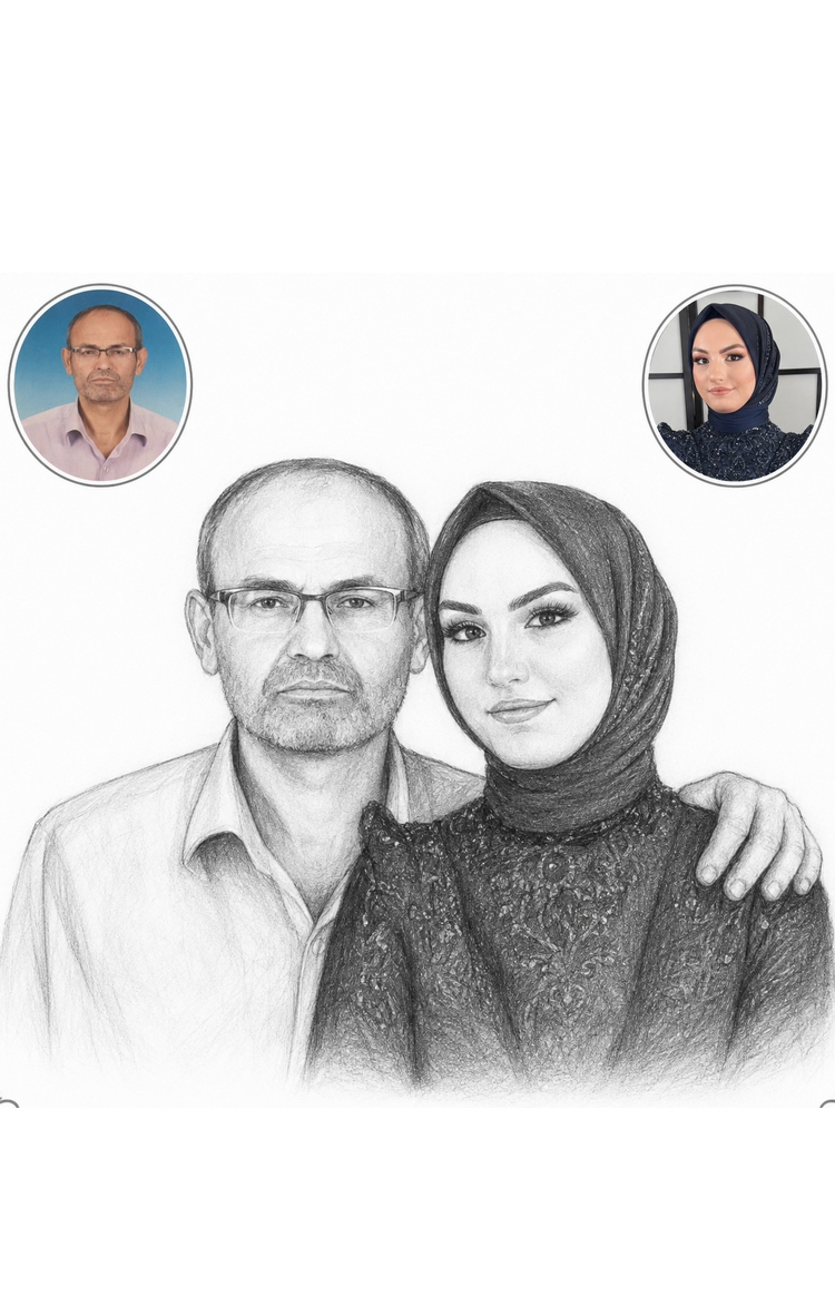 21x30 cm karakalem birleştirme (çerçeveli)